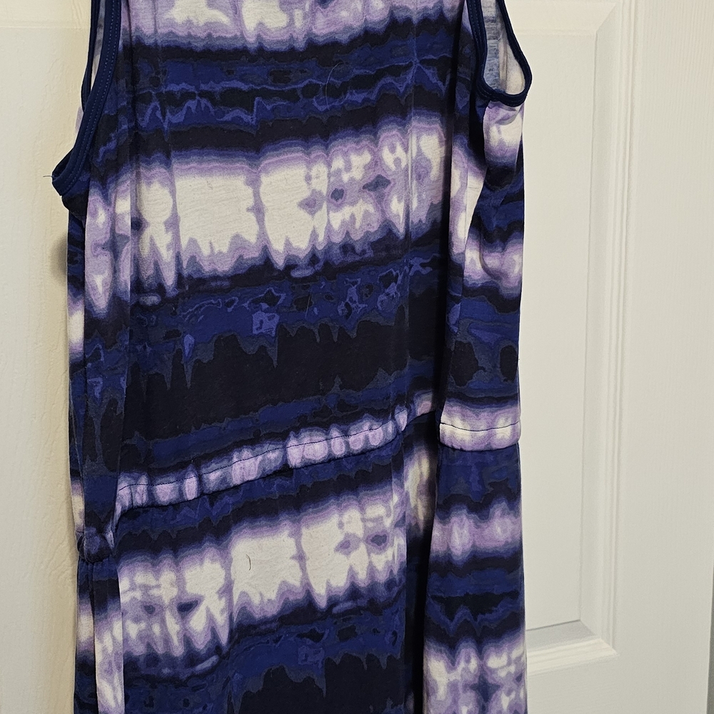 LuLaRoe Purple, Navy & White Tie-Dye Midi Dress